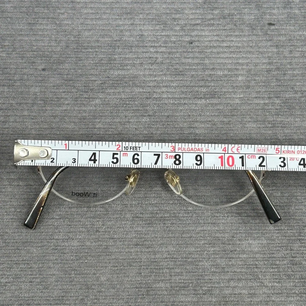 It Wood Gold Semi Rimless Oval Y2k Eyeglass Frames Wood Temples 47-20-140 C1